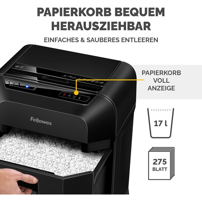Fellowes AutoMax 90M: Шредер для документів, автоматичний, 90 листів, P4, тихий, 17 л