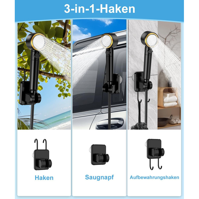 Портативна душова кабіна WADEO з насосом, 8000mAh, LED-дисплей, для кемпінгу та подорожей