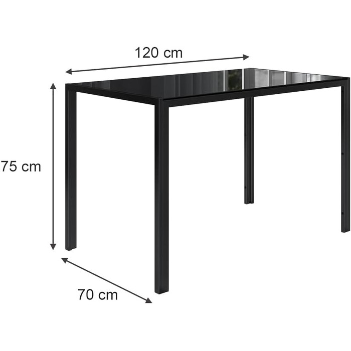 Обідній стіл Vicco Grand, 120x75 см, чорний