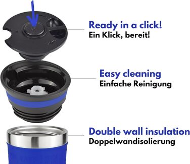 Термокружка Milu 450мл/370мл з нержавіючої сталі, 100% захист від протікання, для кави, подорожей, авто