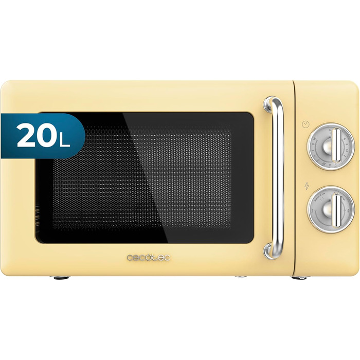 Мікрохвильова піч Cecotec Proclean 3010 Retro, 20 л, 700 Вт, механічне керування, 6 режимів, таймер 30 хв, режим розморожування, вінтажний дизайн, зелена, сталь