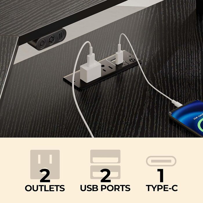 Комп'ютерний стіл Rolanstar L-подібний з RGB підсвічуванням та розетками, реверсивний кутовий стіл для геймінгу з полицею та 2 гачками, для офісу, робочого кабінету, спальні (Чорний, 117см), Чорний 137 x 117x 87см