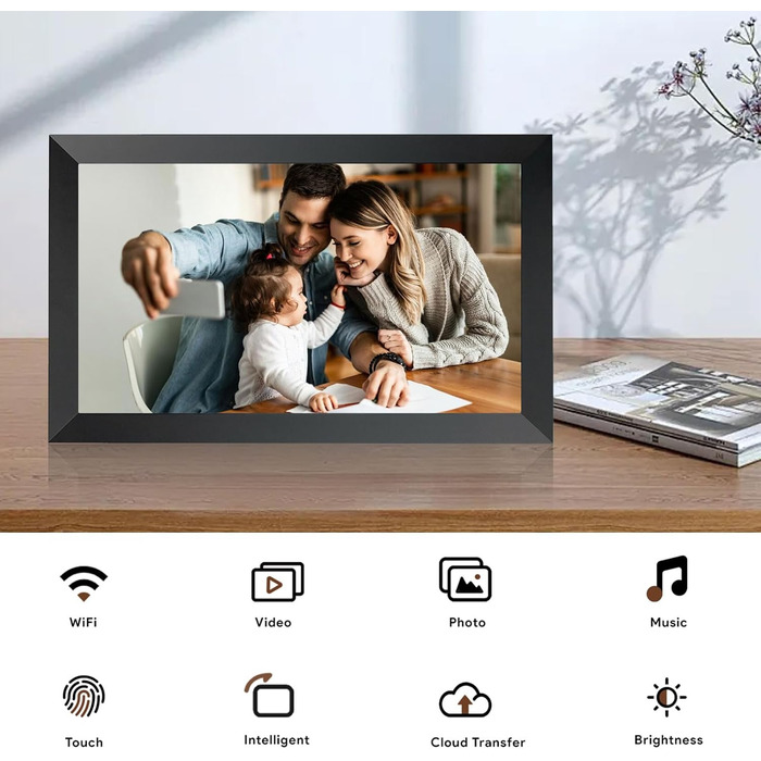 Frameo Цифровий фоторамка 15.6 дюймів, FHD IPS сенсорний екран, 32GB, Wi-Fi, автоматичне обертання, віддалене завантаження фото та відео, XL