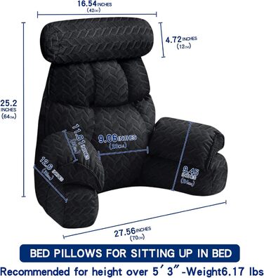 Підлогове крісло-мішок Lesekissen для читання та відпочинку з підлокітниками, чорне