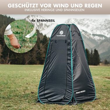 Намет для душу NATURBUMMLER Pop-Up з захистом приватності, водонепроникний, з 5 кишенями та підлогою (1,9 м) – мобільний туалетний намет, переодягальня, захист від погляду для кемпінгу, пляжу, відпочинку на природі