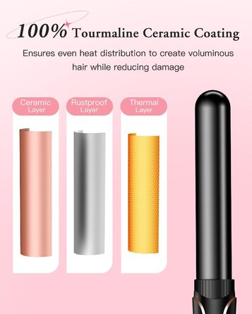 BESTOPE PRO Локкенстаб: Набір для завивки волосся 5-в-1 з 3 насадками, регулюванням температури, швидким нагрівом та рукавичкою. Рожеве золото (Чорний)