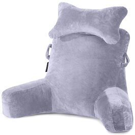 Підголовник для читання Lesekissen: м'яке крісло-подушка для ліжка, дивану, підлоги. Підтримка шиї, спини, сірий колір.