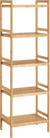 SONGMICS Regal Bambus, 5 поличок, 31.5 x 45 x 142 см, для ванної, кухні, вітальні, спальні, балкону, натуральний колір + білий
