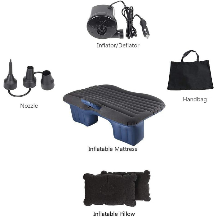 Надувний матрац Sinbide для автомобіля, розбірний, багатофункціональний, 3 кольори 2 подушки насос чорний