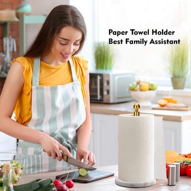 Тримач для паперових рушників золотого кольору з мармуровою підставкою на стільницю, стійкий диспенсер для однієї руки