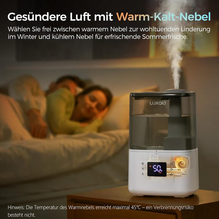 Зволожувач повітря Luxaid HU-802 4.5л з пультом, гігростатом, таймером та автовимкненням для спальні та великих приміщень