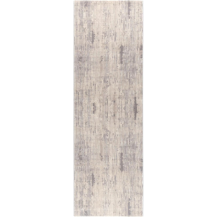 Дизайнерський килимок Mynes Home в бежево-сіро-блакитному кольорі / 80x150 см / 3D вінтажна структура / абстрактна ромбовидна структура / м'який і зносостійкий (80 x 300 см, смугастий сірий/кремовий)