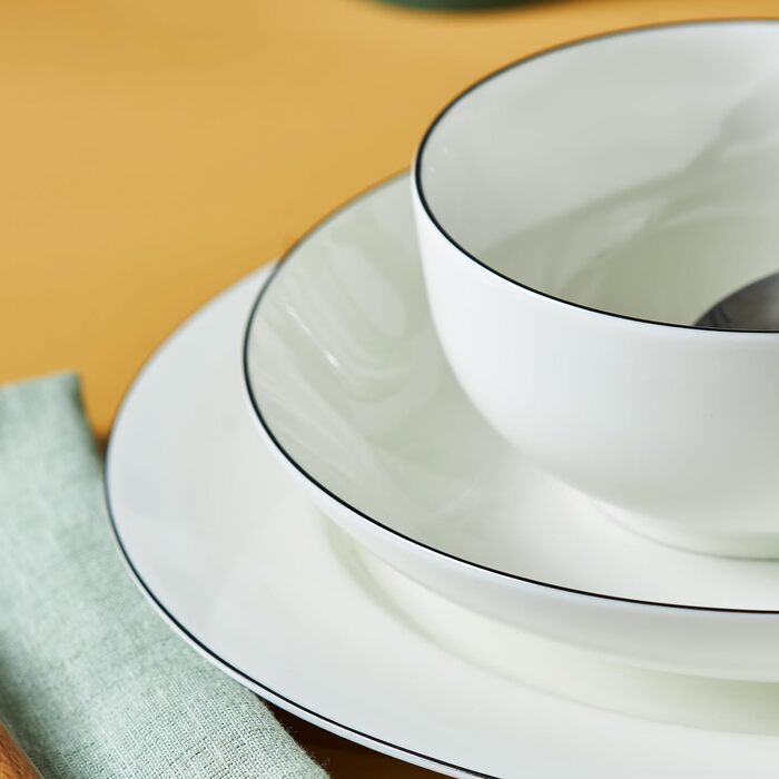 Набір посуду Karaca Lea на 6 персон, набір порцелянового посуду з 18 предметів у стильному дизайні, тарілки, чашки, миски, ідеально підходять для сервірування столу та особливих випадків