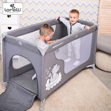 Lorelli Babybett und Laufstall Moonlight 2 в 1: дитяче ліжко та манеж для ігор, рожевий. Від народження до 15 кг, складаний, з транспортною сумкою.