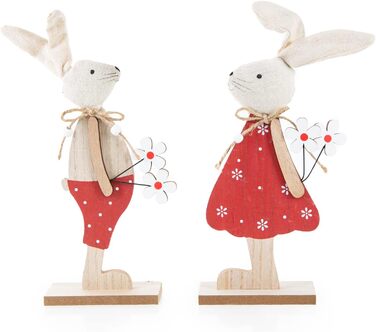 Маленькі фігурки великоднього кролика з порцелянового срібла 13 см Сучасна великодня прикраса для позиціонування фігурки кролика як великоднього подарунка (червоний, натуральний), 2