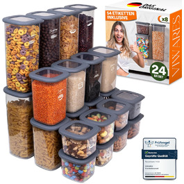Набір контейнерів для зберігання продуктів 24 шт. з кришкою, BPA-Free, сірі