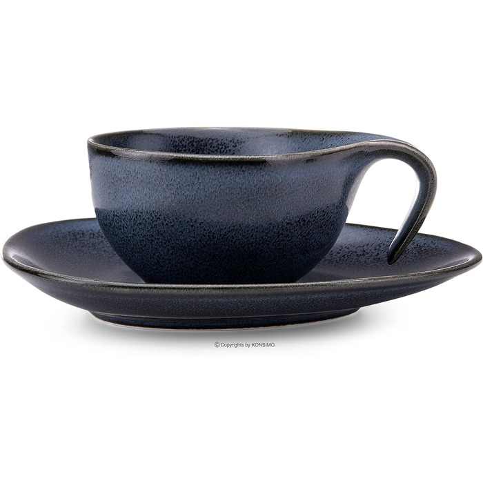 Набір кавових чашок Konsimo 6P з твердого фарфору - Набір з 6 чайних чашок TIME BLACK - 150 мл (12 шт. ) - Чорний