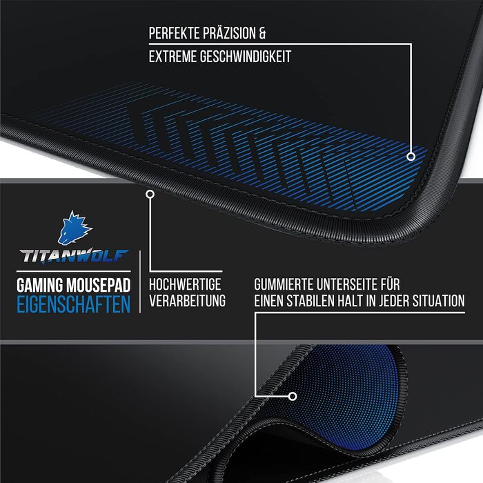 Килимок для миші TITANWOLF XXXL 1000x600mm - великий ігровий килимок з мотивами, покращена точність та швидкість