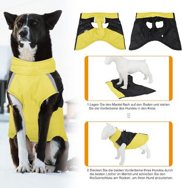 Куртка для собак зимова, дощова та вітрозахисна, для малих та великих собак, з м'якою підкладкою (жовта-3XL)