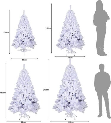 Різдвяна ялинка Herrselsam штучна Різдвяна ялинка Біла Різдвяна ялинка вогнестійка Різдвяна ялинка з ПВХ з металевою підставкою (150 см)