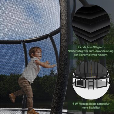 Батут садовий Flamaker Ø427 см з захисною сіткою, каркас сталевий, до 150 кг, для дітей та дорослих, чорний