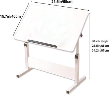 Регульований стіл для малювання та дизайну, білий, 40x60 см