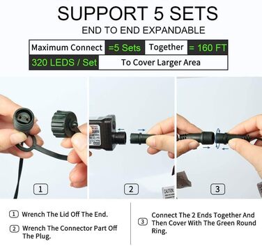 Гірлянда світлодіодна Halloween Orange 35м 320 LED, 8 режимів, вологостійка, для дому та саду