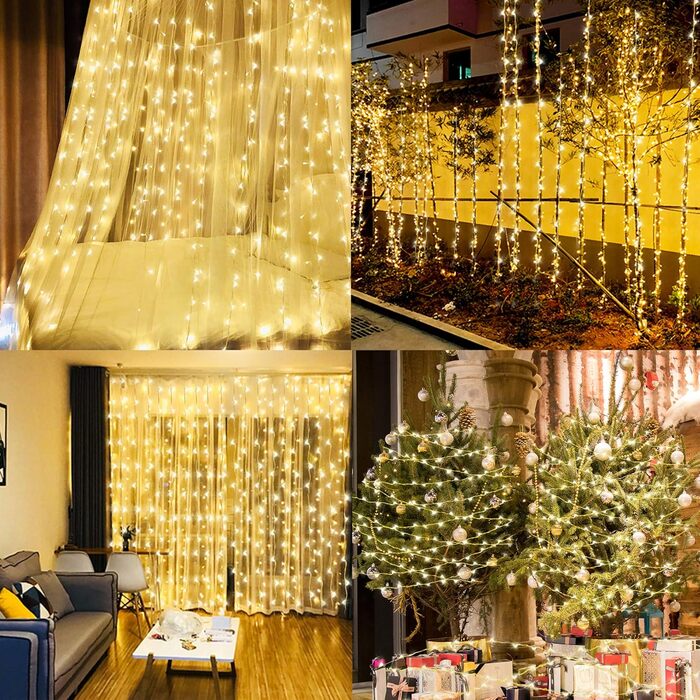 EASTERNSTAR Льодогенератор світлодіодна гірлянда мідний дріт 20м, 200 LED, EU штекер, 8 режимів, водонепроникна, для декору інтер'єру, екстер'єру, саду, вечірки, Різдва, освітлення, тепле біле світло