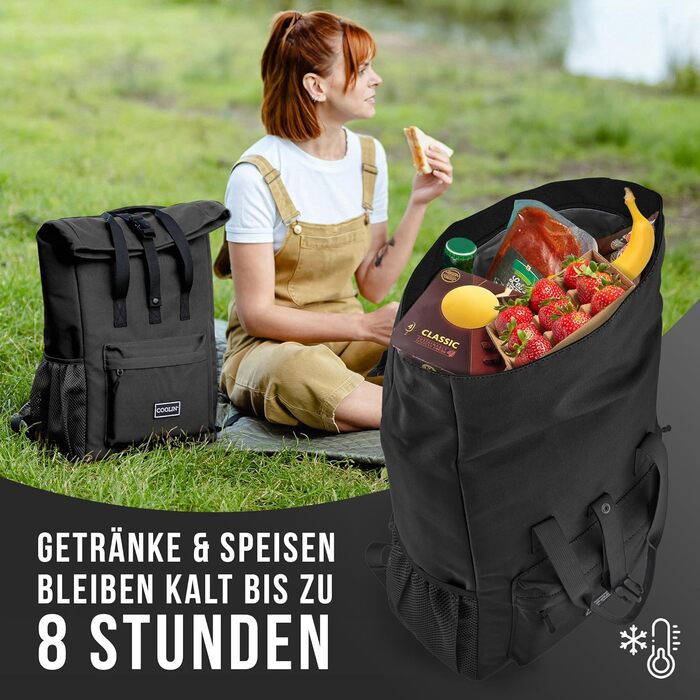 Терморюкзак Coolin' Kühlrucksack 30L: 30 літрів, відділення для охолодження, пляшки, пікнік, пляж, подорожі. Білий (Чорний)