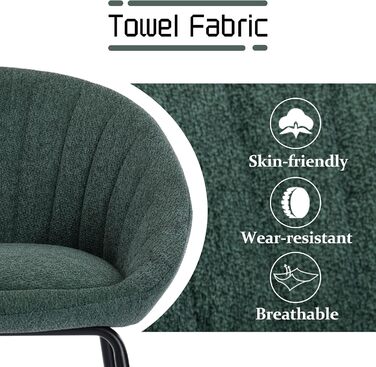 Барні стільці 2 шт. Chairus, металевий каркас, з льону, для кухні/домашнього бару (зелений)