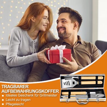 Набір барбекю 4 шт. з нержавіючої сталі: інструменти для гриля, аксесуари для барбекю, подарунок для чоловіків, преміум-якість, кейс для гриля, сад, кемпінг