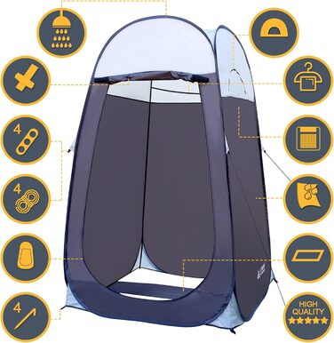 Душова кабіна Pop-Up Leader Accessories, 122x100x198 см, сіра, для швидкого встановлення