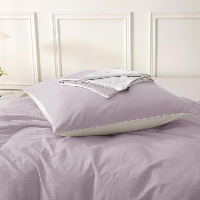 Набір постільної білизни SOULFUL 155x220 з бавовни (2 шт.), з блискавкою, колір пастелевий фіолетовий