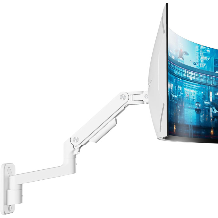 Кріплення для монітора ARES WING на стіну для LED/LCD моніторів 17-49 дюймів, до 20 кг, регульована висота, VESA 75/100, білий