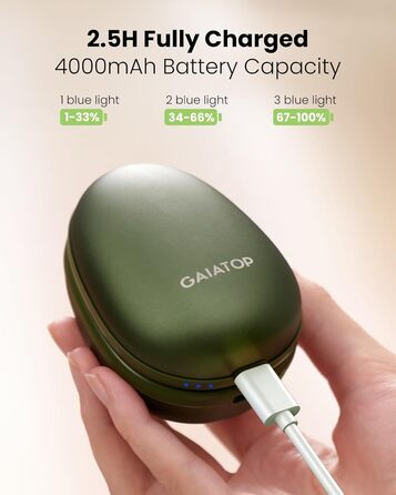 Електричні грілки для рук Gaiatop (2 шт), з магнітною фіксацією, 3 режими нагріву, швидкий нагрів, портативні, багаторазові, для активного відпочинку та подарунків