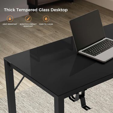 Ігровий стіл EUREKA ERGONOMIC з RGB-підсвічуванням 110 см - скляний комп'ютерний стіл для геймерів з керуванням через додаток