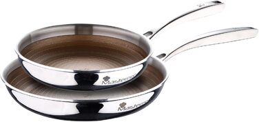 Набір сковорідок MasterPRO GIRO (20+28 см) з антипригарним покриттям ILAG, 3-шаровий, індукційний, для духовки, без PFAS/PFOA/PTFE, з нержавіючою сталею