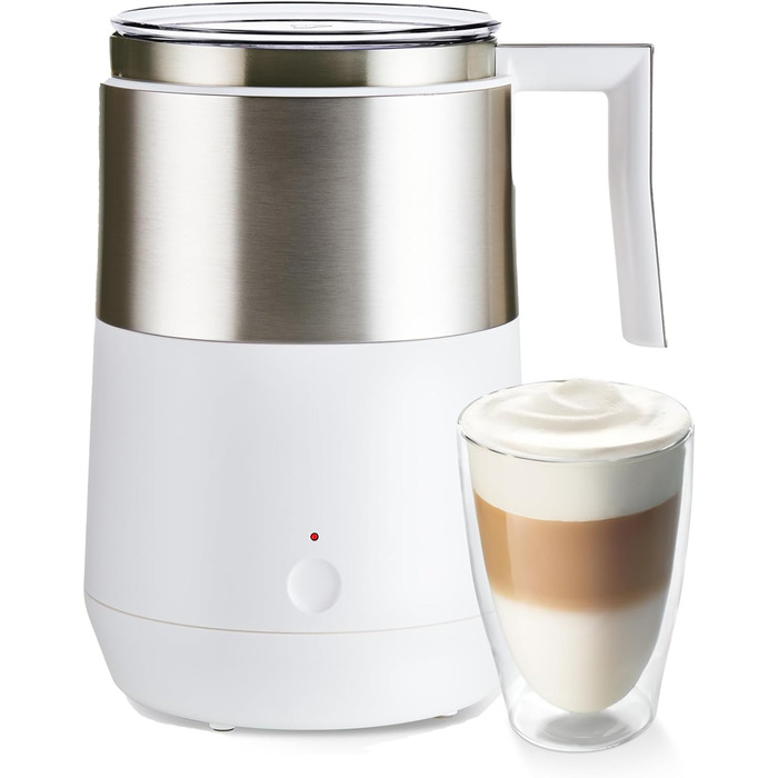 Тчібо Індукційний спінювач молока, без пригорання, миється в посудомийній машині, теплий та холодний молочний пінок, для лате макіато, капучино та какао, кремовий білий