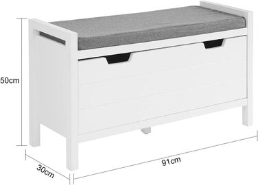 Лавка SoBuy FSR97-W з подушками, полицею для зберігання та взуття, BHT 950x30см