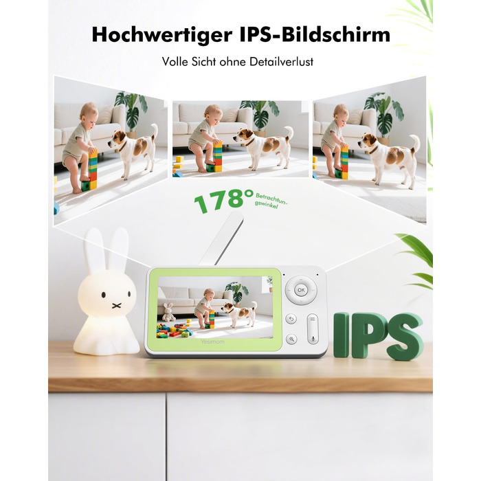 Відеоняня з камерою 1080P HD PTZ 360° та Wi-Fi: монітор для немовлят з додатком, нічним баченням, 4x Zoom, детекцією руху/звуку, двостороннім аудіо, автотрекінгом та сповіщеннями | 8SM