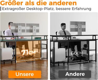 Ігровий стіл ODK з LED-підсвічуванням, 150x102 см, з 2 розетками та 2 USB-портами, кутовий, з підставкою для роутера, карбон, чорний