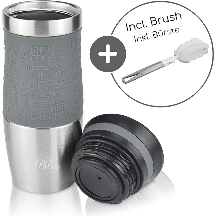 Термокружка Milu 450мл з нержавіючої сталі, 370мл, для кави з собою, з подвійними стінками, не протікає, для подорожей, авто
