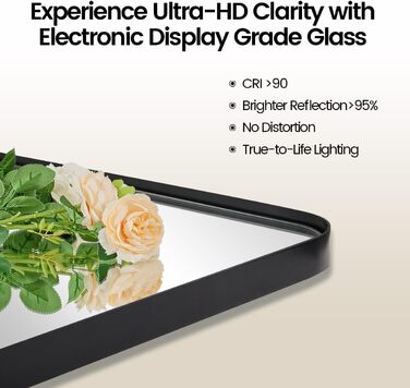 Дзеркало для ванної кімнати MOON MIRROR прямокутне з металевим каркасом, 50.8 x 71.1 см, чорний матовий