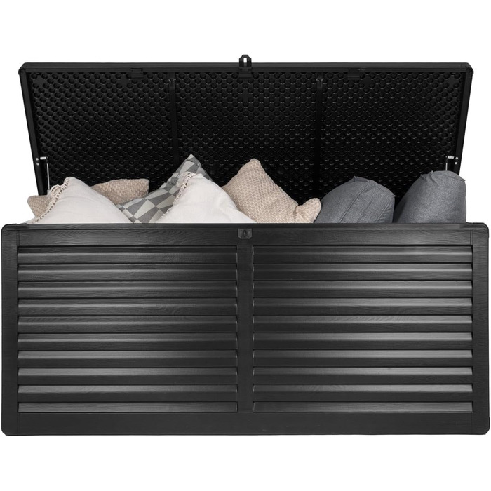 Універсальний садовий ящик-скриня Columba 490 л з кришкою - вуличний шафа, лавка зі зберіганням, контейнер для подушок, садовий будиночок, ящик для інструментів - чорний