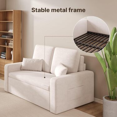 Диван-ліжко Xbro з функцією сну 147x196x87 см, 2-місний, висувний, з 4 роликами, сучасний велюровий диван-ліжко (бежевий)