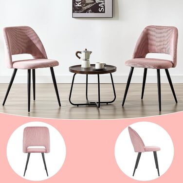 Набір обідніх стільців, кухонний стільчик з тканини Cord, м'які стільці для їдальні, кухні, вітальні та спальні (Рожевий, 2)