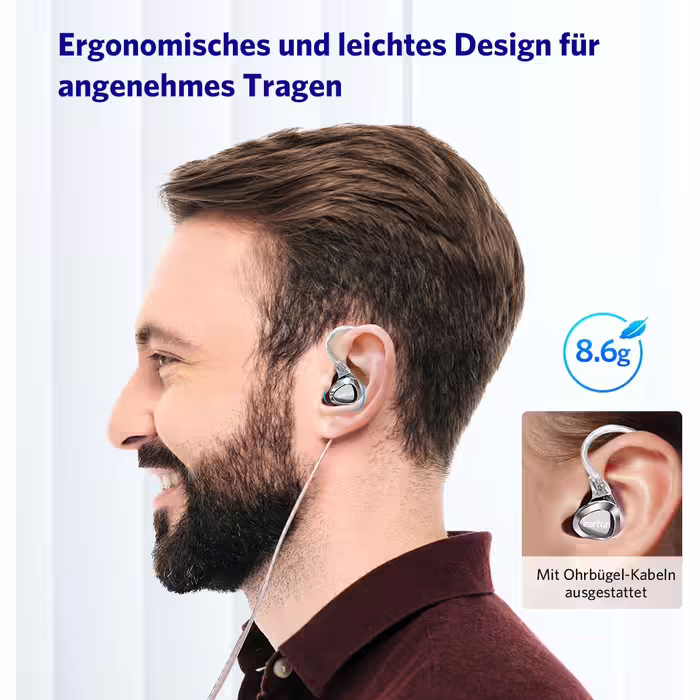Провідні навушники EarFun EH100 In-Ear, Hi-Res IEM з 2 динаміками і 1 арматурою, 2-піновий 0,78 мм та 3,5 мм штекер, 2 пари змінних насадок