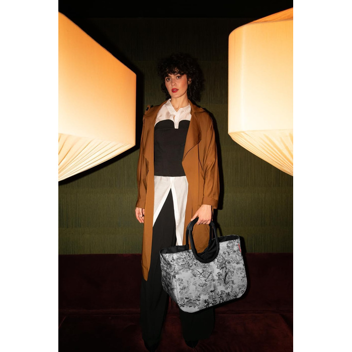 Сумка Reisenthel Loopshopper L – містка та стійка, з відділеннями з перероблених PET-пляшок, водонепроникна, сіра (Jacquard Grey)