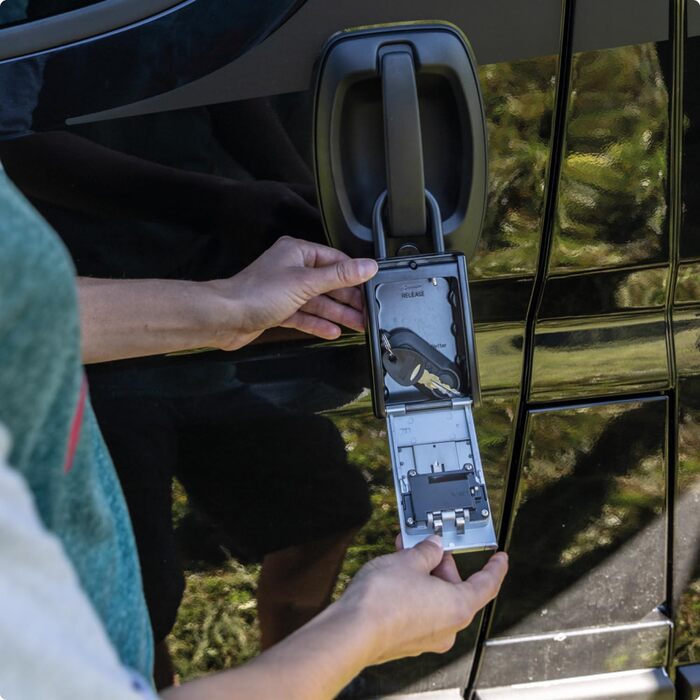 ABUS KeyGarage 797 LED - ключова скринька з замком для кріплення - з підсвічуванням цифр - для ключів та дрібних цінних речей - чорно-срібна (Big)