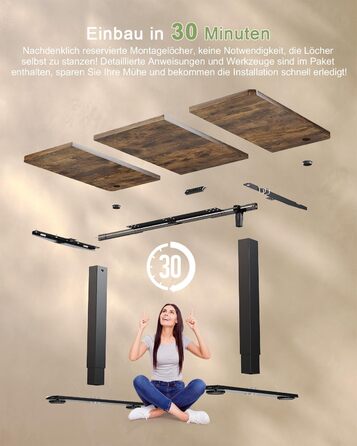 Електричний стіл JUMMICO з USB-портом, 160 x 70 см, регулювання висоти, стоячий/сидячий, коричневий